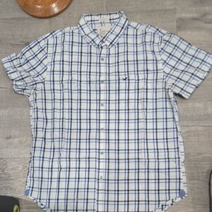 American Eagle Outfitters Vintage Fit Navy and White Checkered Shirt Size Large